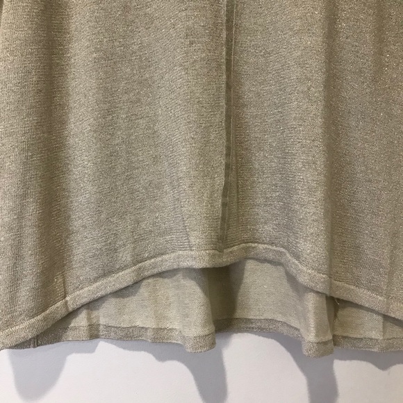 Talbots sweater beige gold tone metallic v-neck - Picture 5 of 8